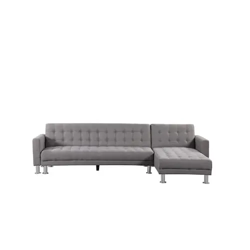 Attalens Convertible Light Grey Polyester Fabric Sleeper Sofa