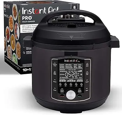 Instant Pot Pro (8 QT) 10-in-1 Pressure Cooker, Slow Cooker, Rice/Grain Cooker, Steamer, Sauté, Sous Vide, Yogurt Maker, Sterilizer, and Warmer, Includes App With Over 800 Recipes, Black Instant Pot Pro (8 QT) 10-in-1 Pressure Cooker, Slow Cooke…