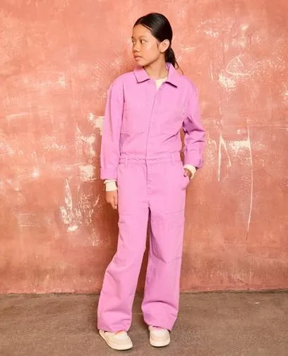 Roze jumpsuit van jeans, 6-14 jaar