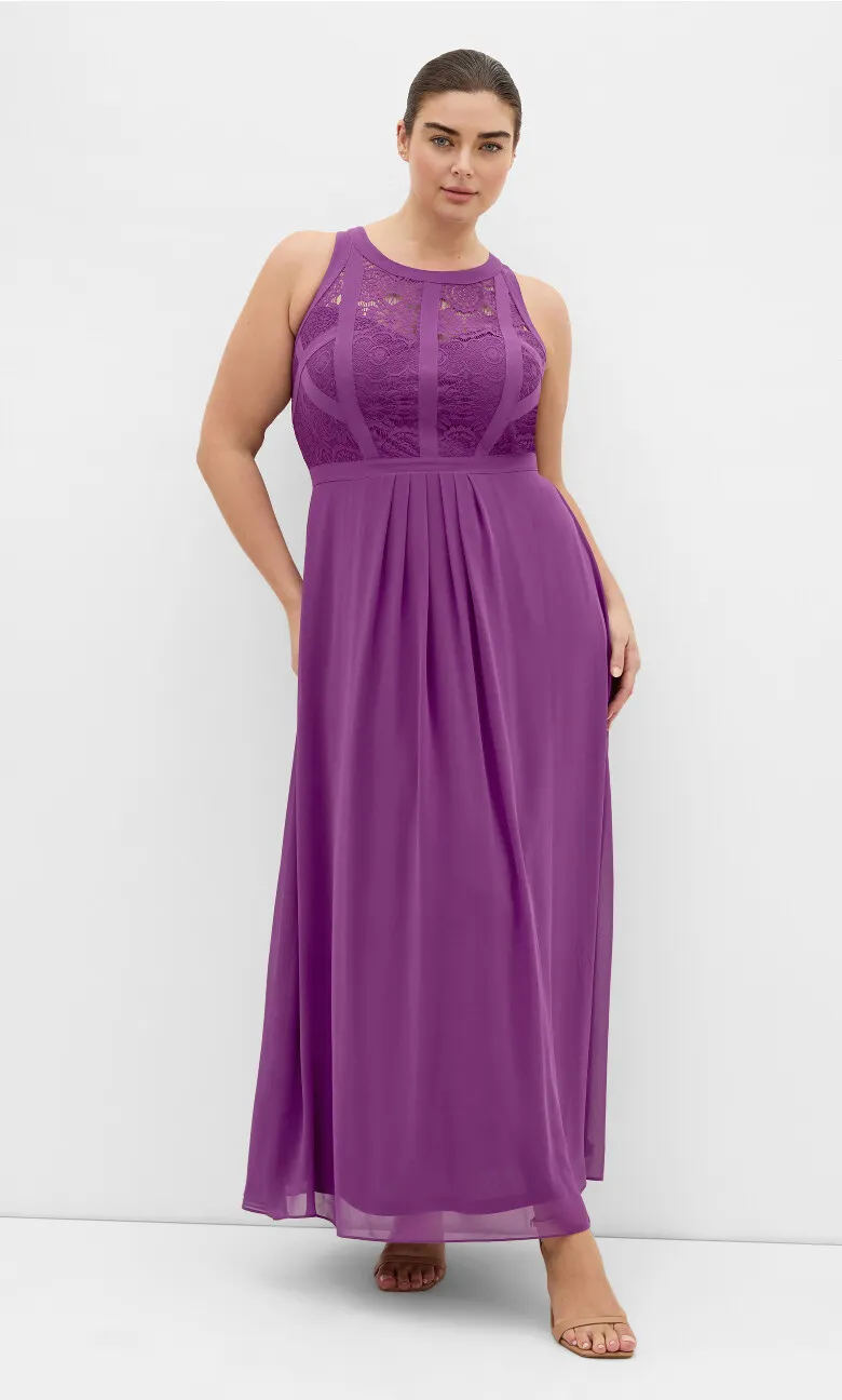 Panelled Bodice Maxi Dress - hollyhock
