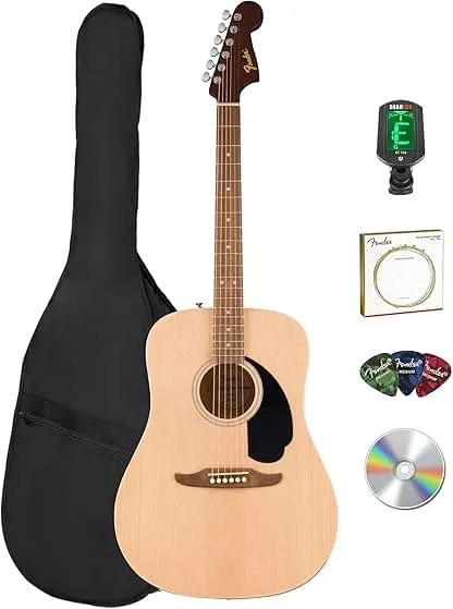 Fender Dreadnought Acoustic Guitar - Natural Bundle with…