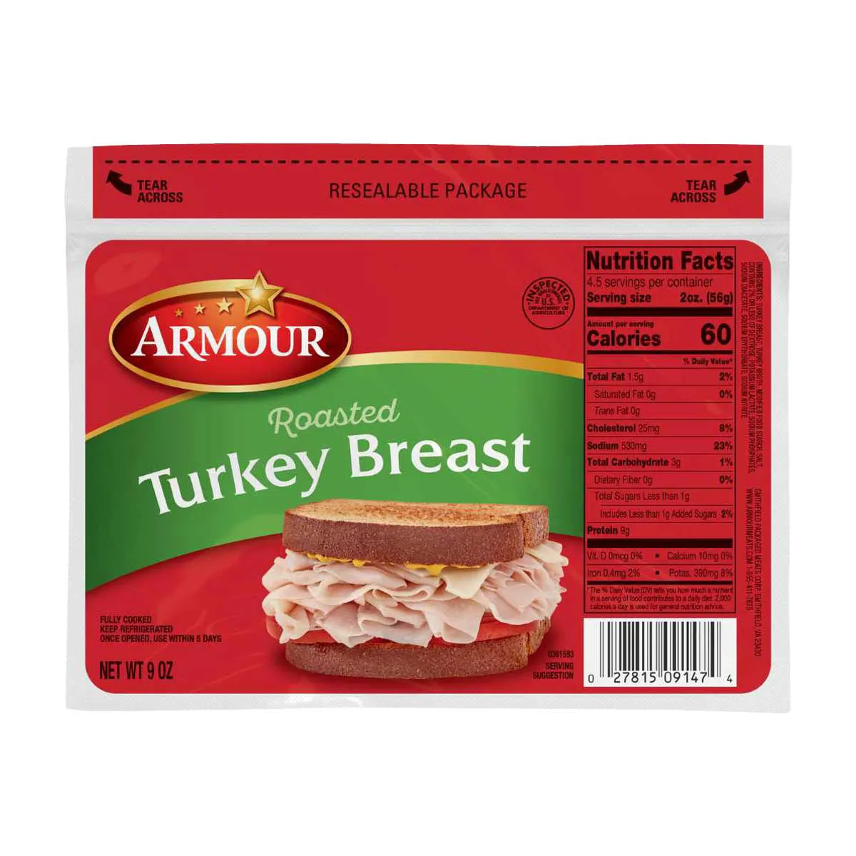Armour Roasted Turkey Breast Lunchmeat, 9 oz