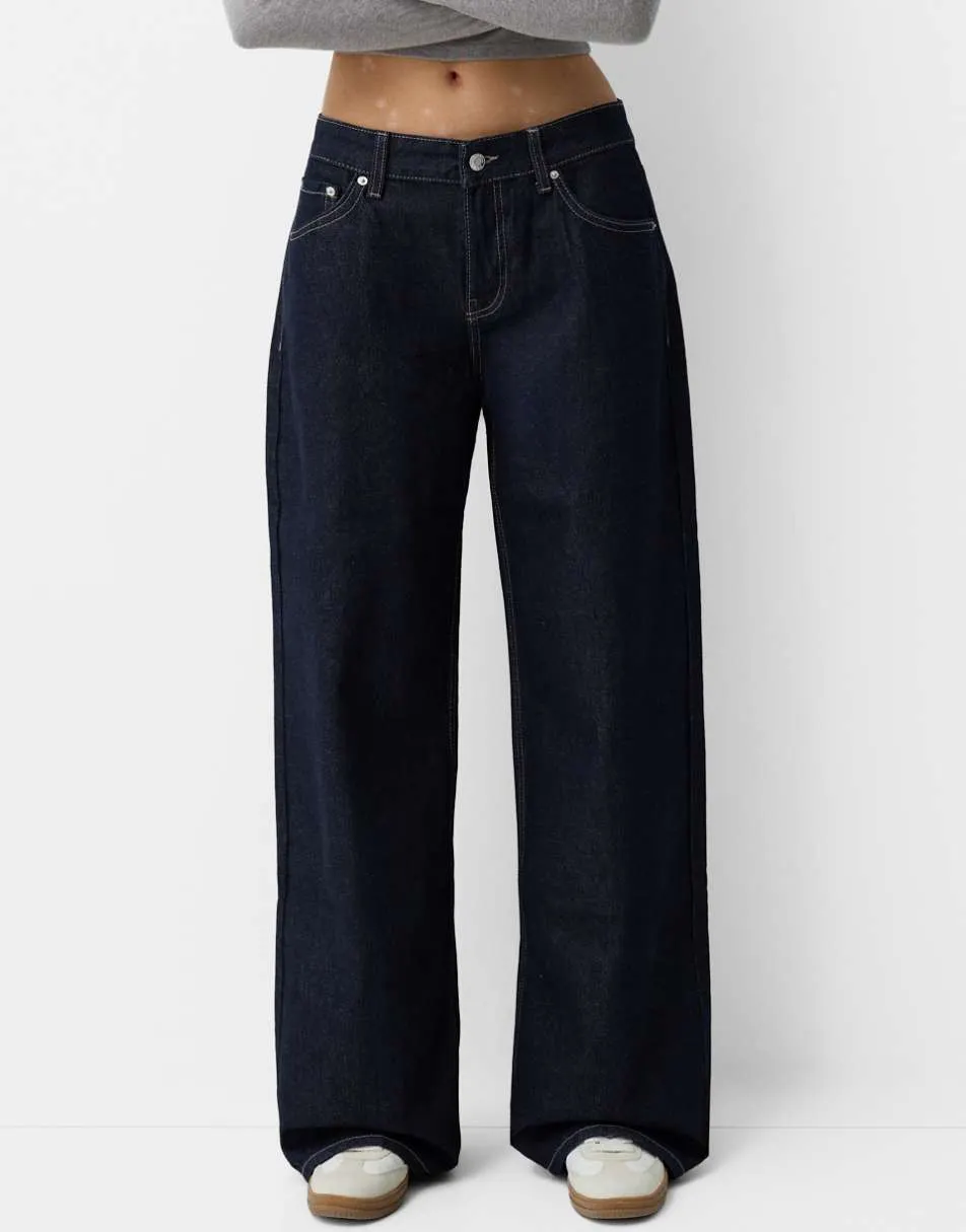 Bershka boyfriend jeans in denim blue