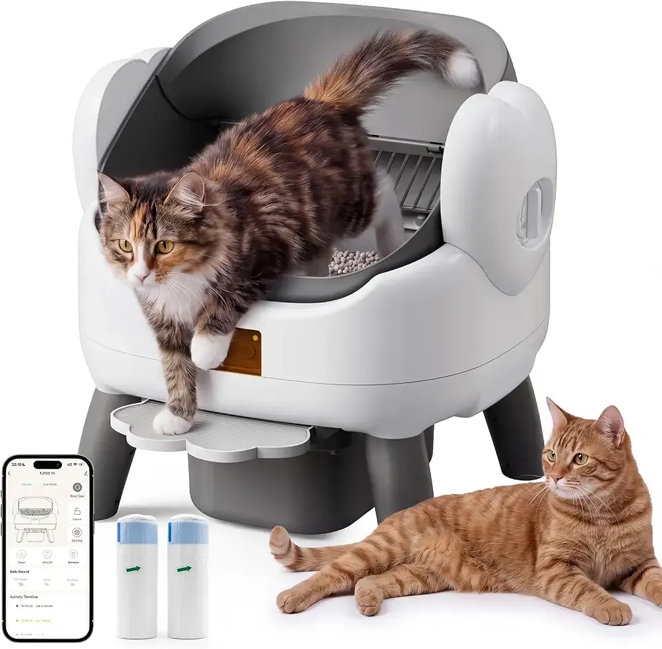 Automatic Litter Box Self Cleaning for Multiple Cats