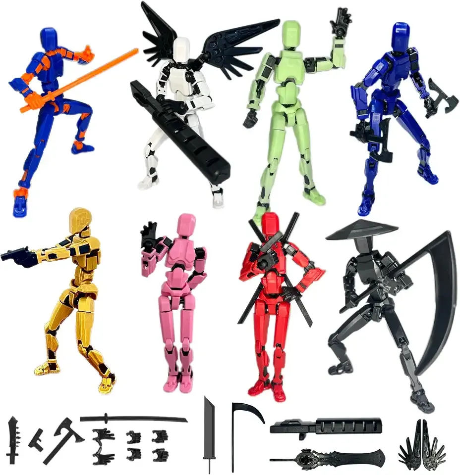 T13 Action Figure Set, 8PCS Already Assembled, Movable Multi-Joints | 3D Printed, Upgraded Tight Joints, for Stop-Motion Animation & Creative Display, Multiple Interchangeable Hands & Weapons