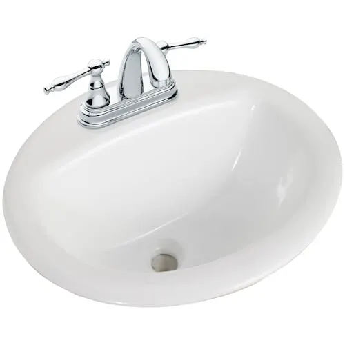 Glacier Bay Round Drop-In Bathroom Sink in White