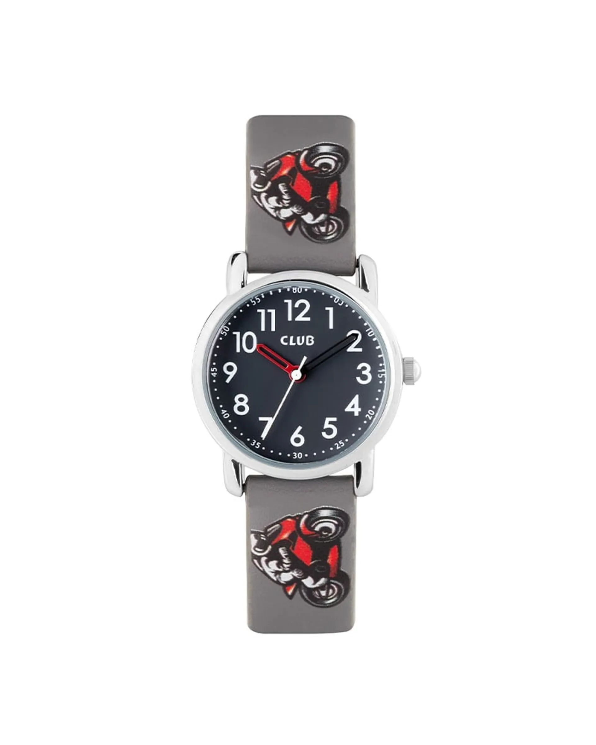 Motorsykkel barneklokke med grå rem (27mm)