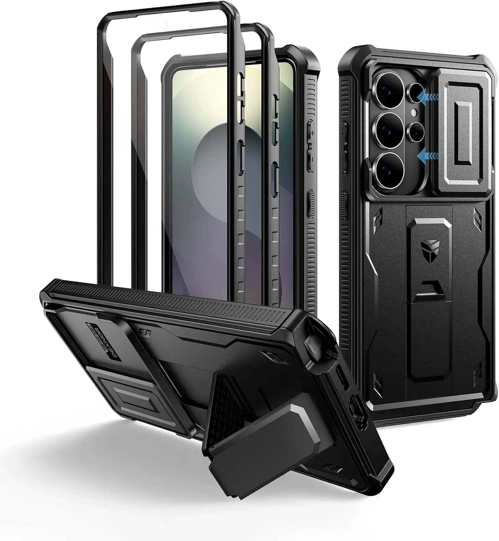 Dexnor for Samsung Galaxy S26 Ultra Case with Upgraded Slide Camera Cover & 2 Front Frames & Built-in Screen Protector & Kickstand, Heavy-Duty Rugged Case Full-Body Protective Cover(2026),Black