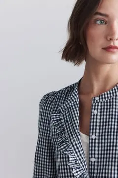 Camisa cuadros cuello mao volantes