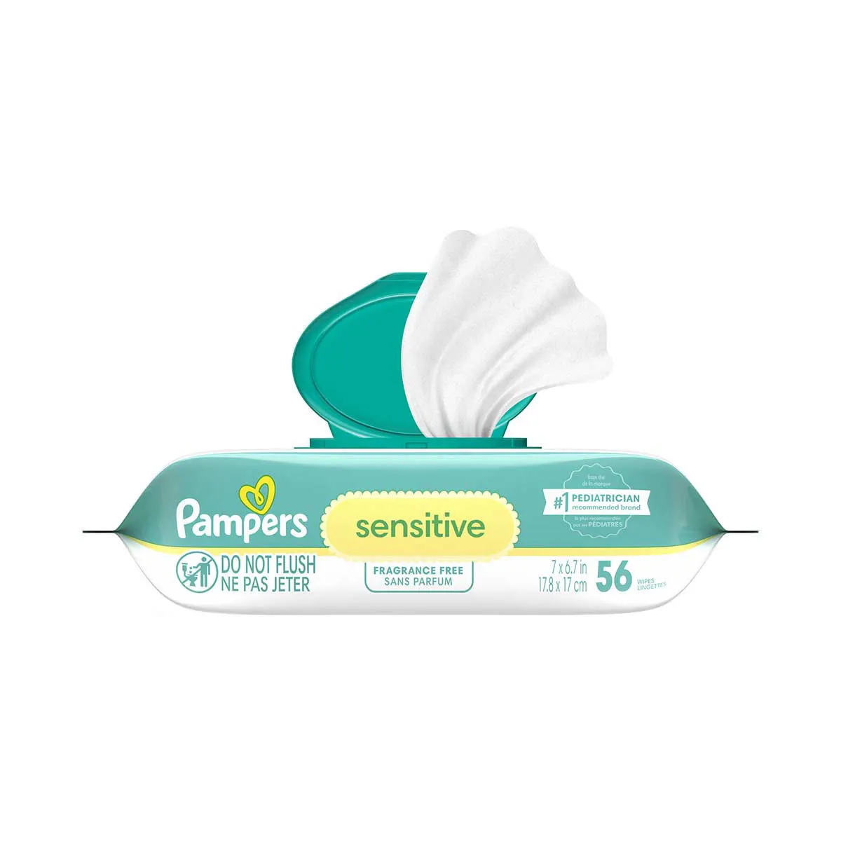 Pampers Sensitive Baby Wipes, Hypoallergenic and Unscented, 56 Baby Wipes, 1 pk