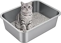 Idymere Stainless Steel Litter Box with High S…
