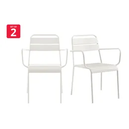 Set of 2 Matt Blatt Miami Metal Outdoor Armchairs (Light Grey)