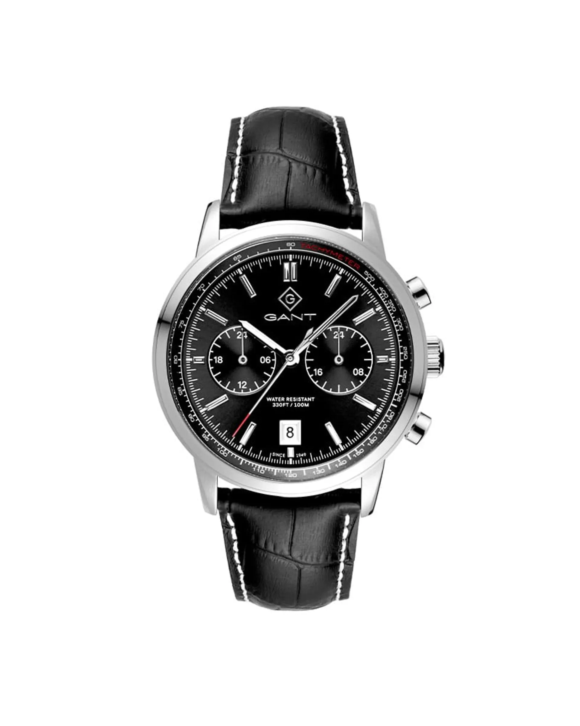 Bergamo herreklokke med sort rem (42 mm)