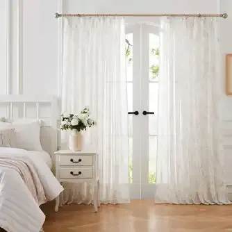 Laura Ashley Forsythia Printed Crushed Sheer Curtain Single