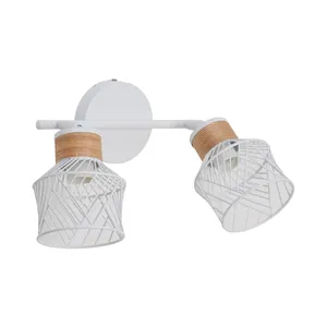 Barra de 2 focos INSPIRE Kanel E27 madera y blanco