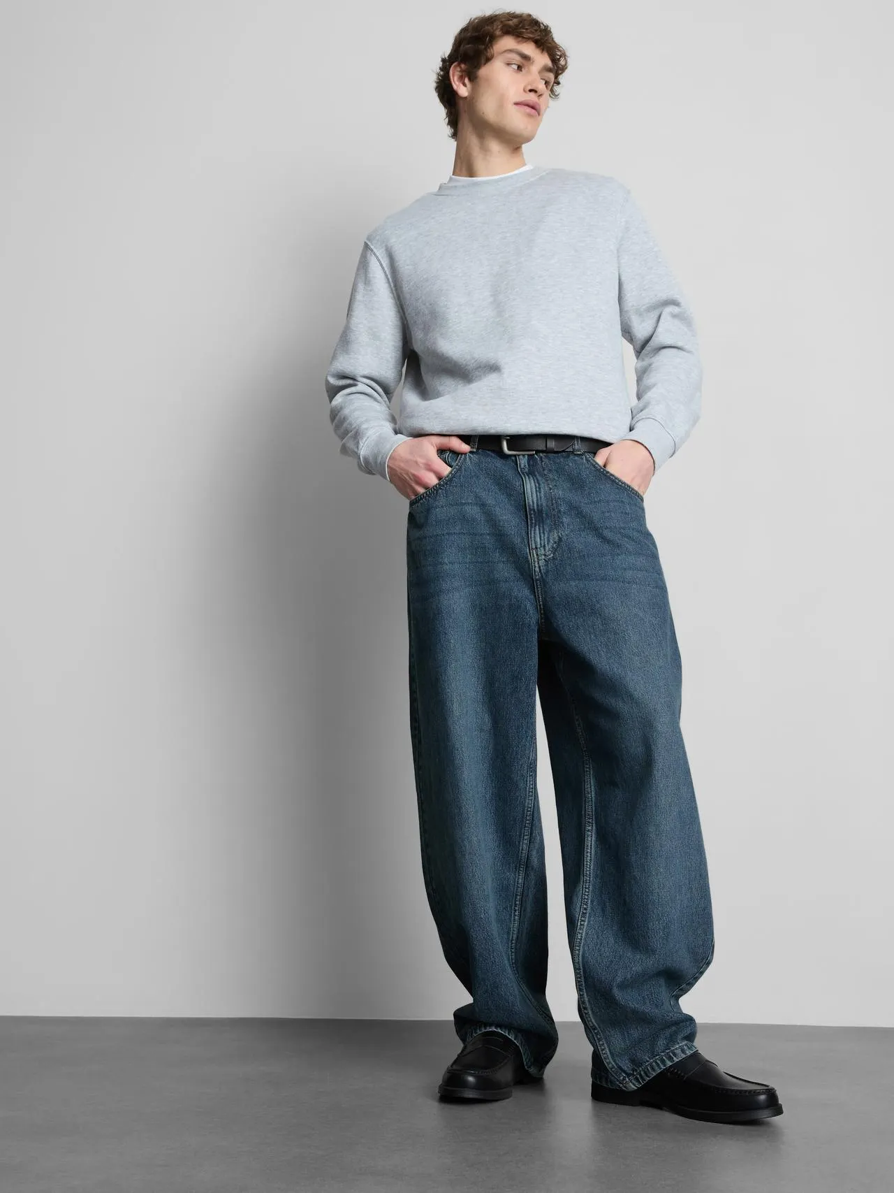 Jean large taille mi-haute