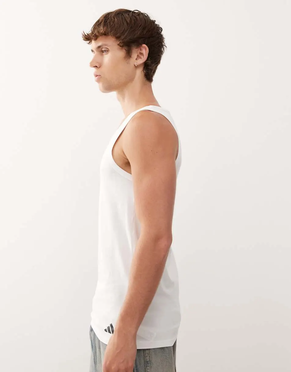 adidas 2 pack active core cotton singlets in white