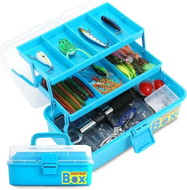 Pro 3-Layer FishingTackle Box Kit with Accessories Set,Including Saltwater and Freshwater Lures,Tools,Spacious Storage,All-in-One Bass Fishing Gear Set & Gift for Men(339pcs Fishing Tackle Box)