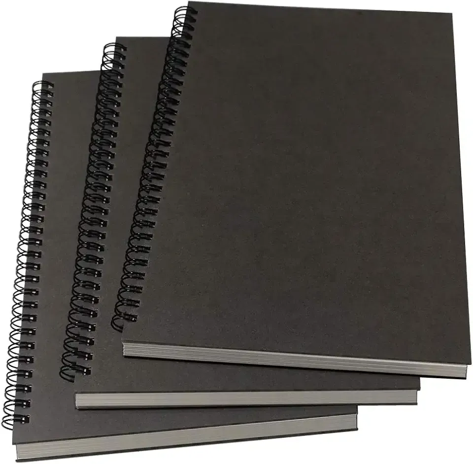 YUREE B5 Spiral Notebook/Spiral Journal Unruled, 100gsm Thick Blank Paper & Hard Kraft Cover, 65 Sheets (130 Pages), 3-Pack, 10.5" x 7.2", Gray