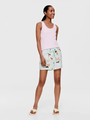 Assorted Dogs Mint 100% Soft Cotton Mid Short