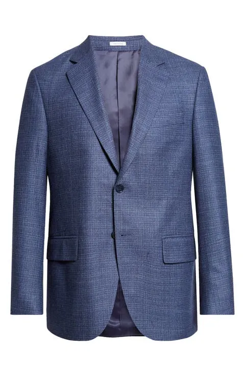 Flynn Classic Fit Blue Microcheck Wool Blend Sport Coat