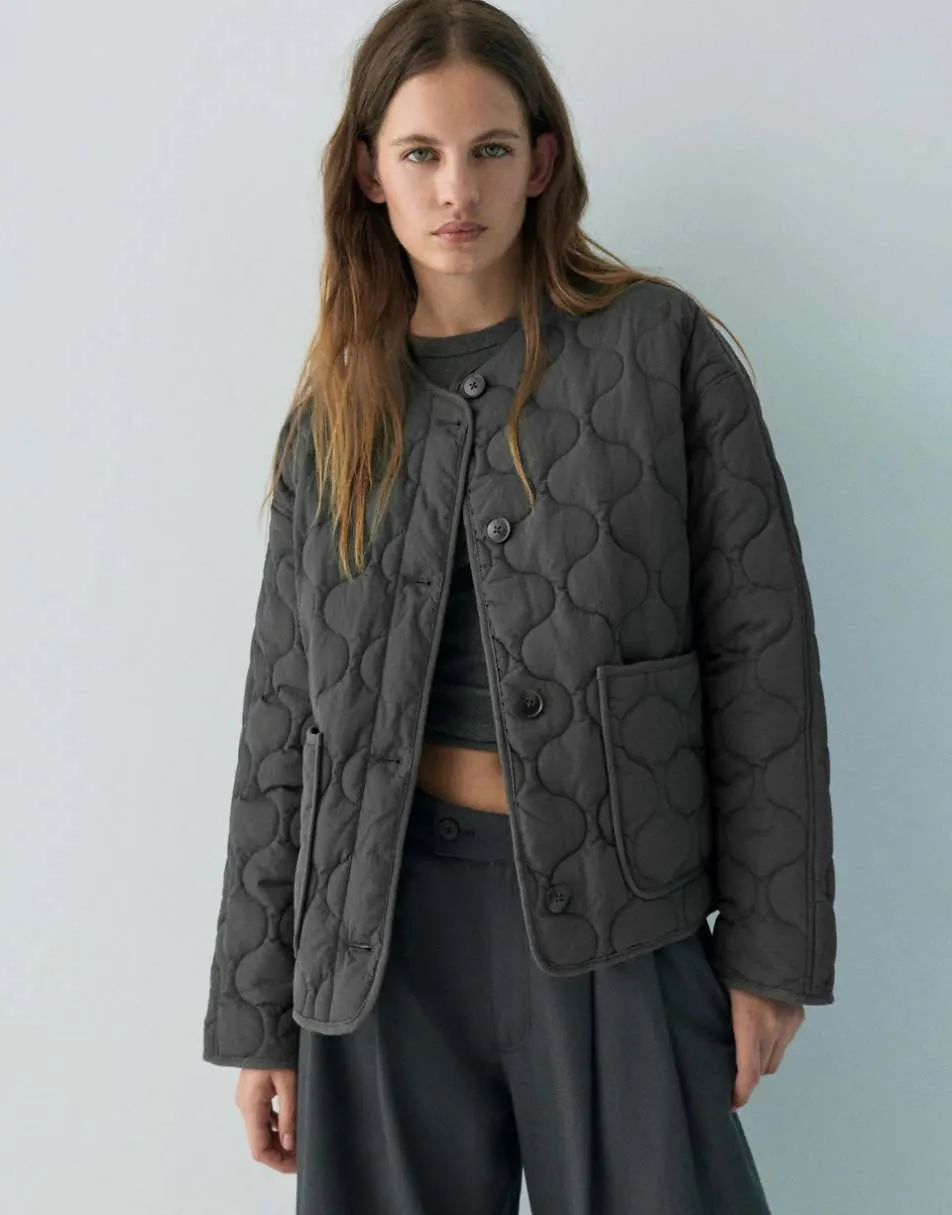 Pull&Bear Lightweight padded jacket in grey