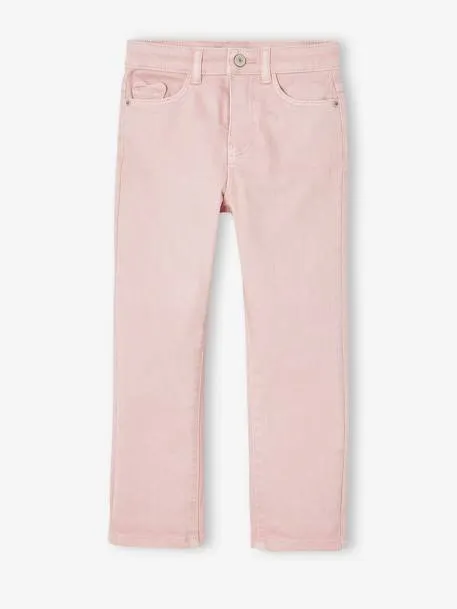 Pantalon fille slim morphologique medium - rose poudré
