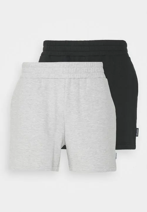 2 PACK UNISEX - Sports shorts - black/grey