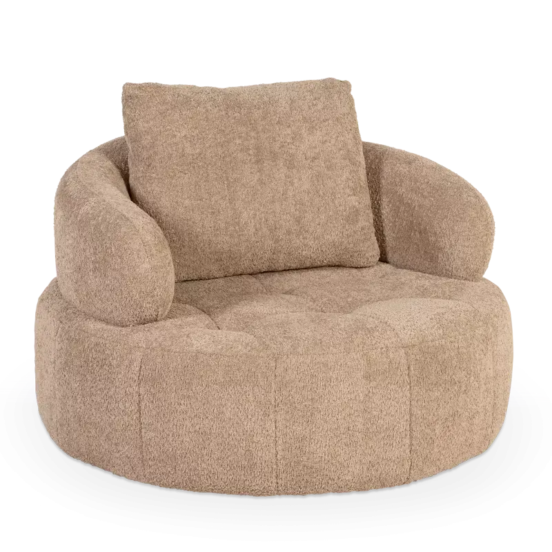 Draaifauteuil Ruby - rond 115cm - stof Sunglow Khaki