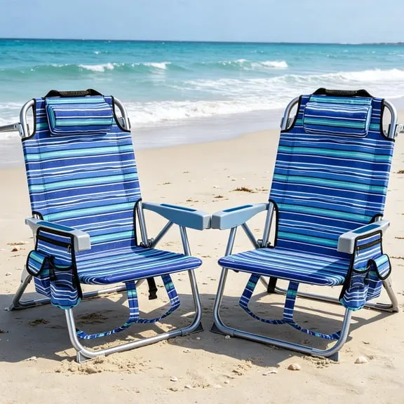 100+ bought since yesterday GVDV Backpack Beach Chair Set of 2, Portable Folding Beach Chair with Cup Holder and Towel Bars, 4-Position Adjustable Reclining Chair for Beach, Camp, Outdoor $79.89 Was $109.99