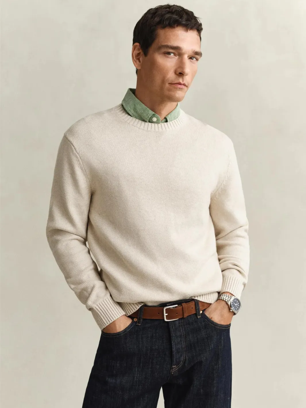COTTON CASHMERE CREWNECK SWEATER