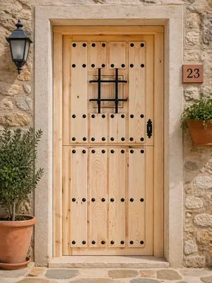 Puerta de entrada en block Castilla 82,5 cm Izquierda con bisagras y cerradura