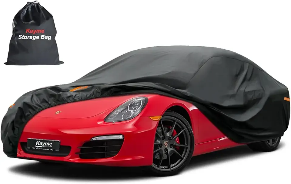 Kayme 10 Layers Coupe Car Cover Waterproof All Weather [See Vehicle Size Chart for Accurate Fit] Heavy Duty Full Exterior Cover for Automobiles Sun Rain Snow UV Protection. Size C2 (See Size Chart)