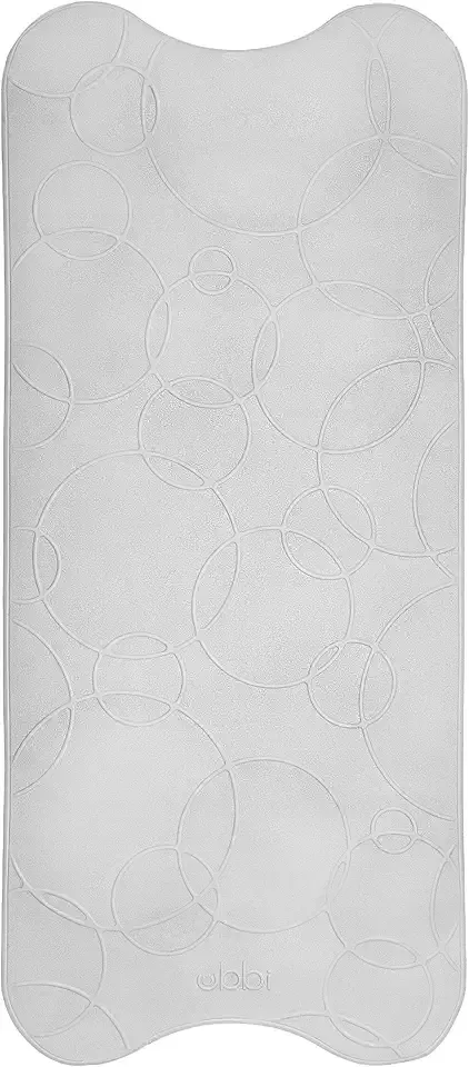 Ubbi Cushioned Non-Slip Bath Mat for Baby, Powerful Suction Cups, Baby Bathtub Time Essentials, Gray