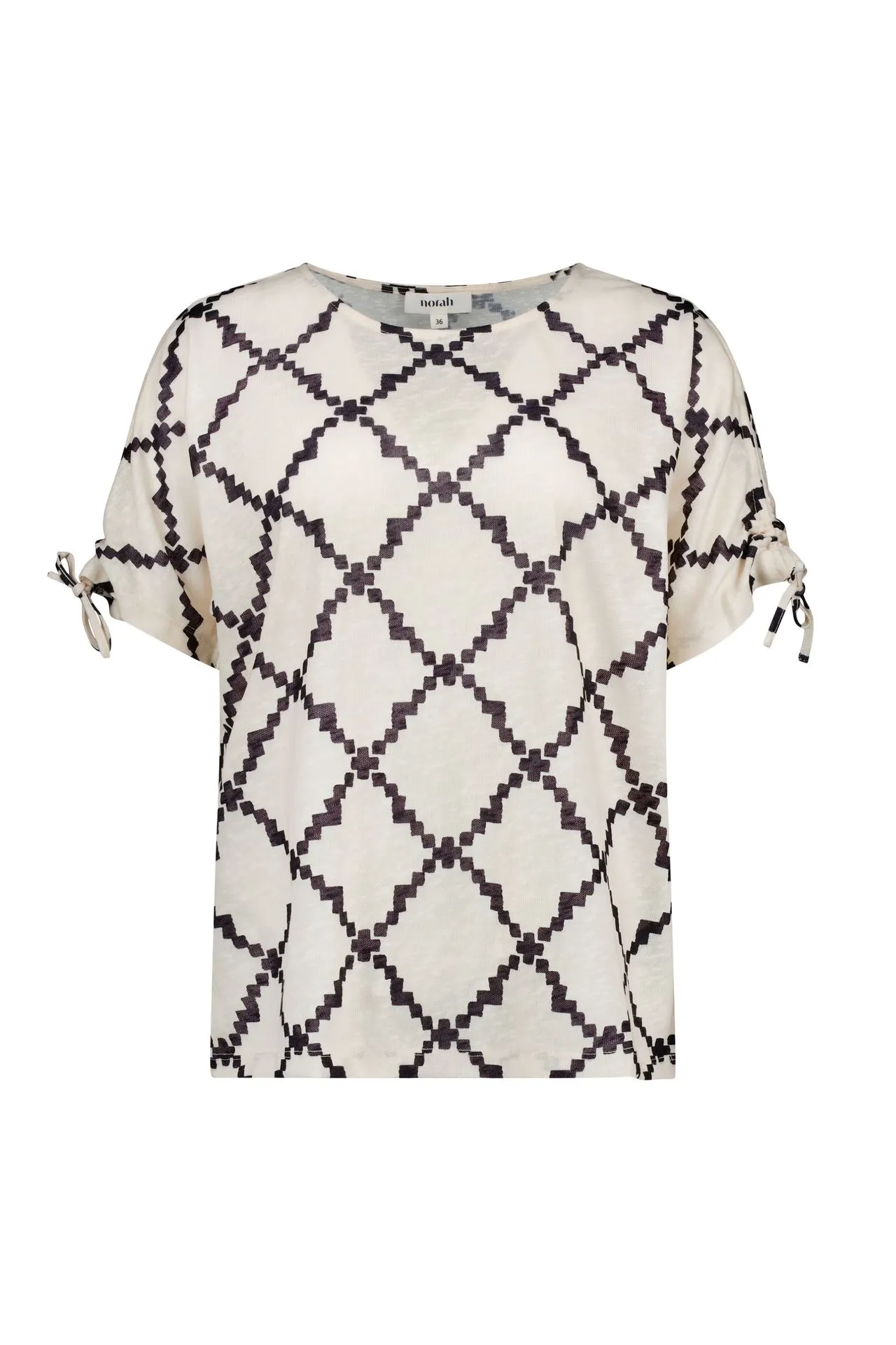Ecru/zwart shirt met grafische print