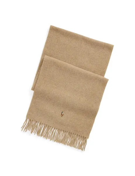 Fringe Virgin Wool Scarf Brown Heather
