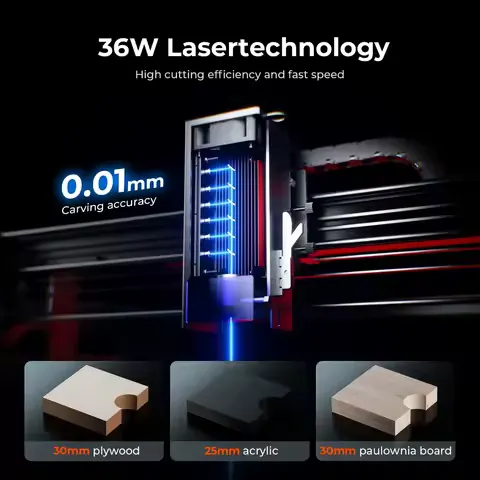ACMER S2 PRO 48W/36W Laser Engraving Cutting Machine APP Control With 30L/min Air Assist Pump High Power Blue Diode CNC Cutter