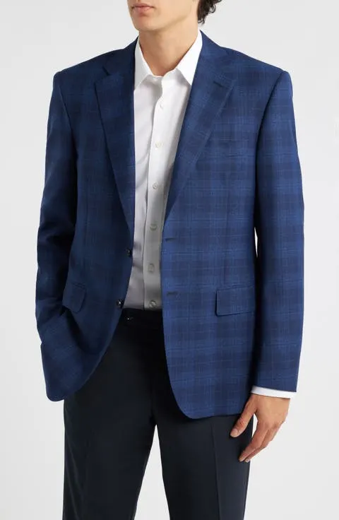Siena Regular Fit Blue Plaid Wool Sport Coat