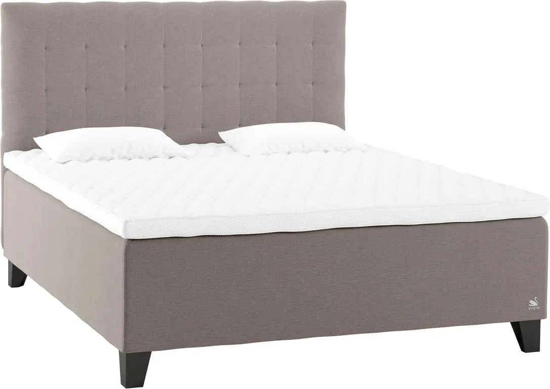 Svane® Origo Plus kontinentalseng 150x200 Moment Ice Grey, Earth Elastec overmadrass, Square Shaded Black 14cm ben