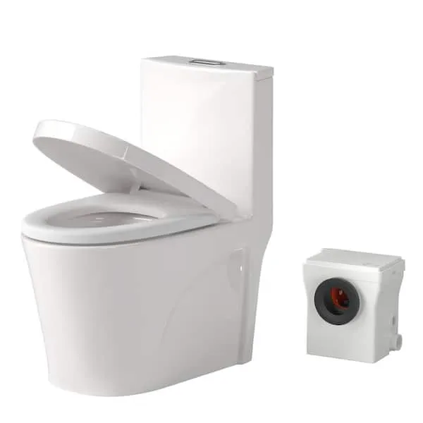 Simple Project 1-Piece 0.8/1.28 GPF Dual Flush Elongated in Toilet with 8-HP Macerating Pump in White