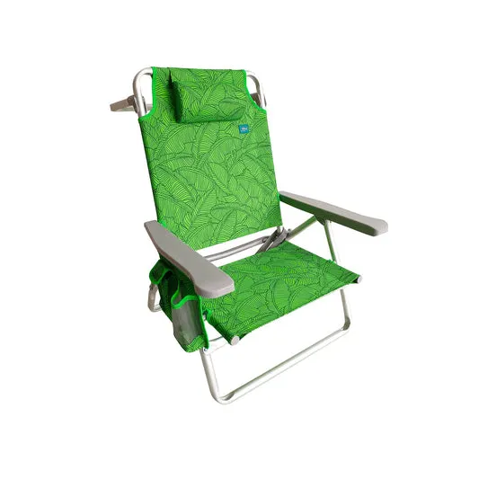 Bliss Hammocks Folding Beach Chair with Towel Rack and Side Pocket - Green