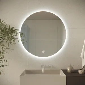 Espejo de baño con iluminación LED 60 cm redondo, regulable, LOMAZOO Essentials