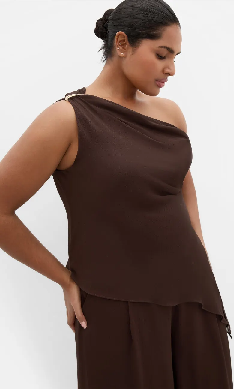 Skyla Off Shoulder Top - chocolate