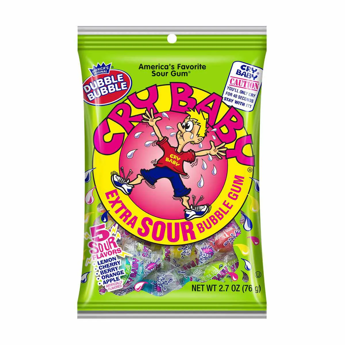 Dubble Bubble Cry Baby Extra Sour Bubble Gum, 2.7 oz