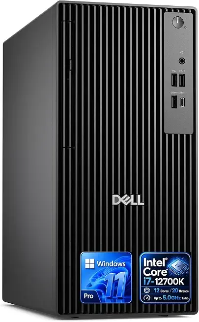 Dell Desktop Tower, Intel Core i7-12700K(12 Cores, 20 Threads) Processor, 16GB DDR5 RAM, 1TB PCIe SSD, Dual 4K Monitor Support (HDMI & DP), Wi-Fi, Bluetooth, USB-C, Windows 11 Pro, Wired KB & Mouse
