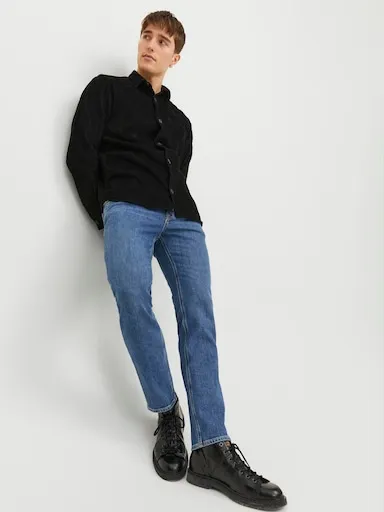 JACK AND JONES Clark Regular Slim Straight In Mid Blue Denim