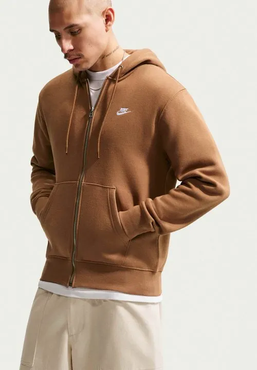 M NK CLUB BB FZ HOODIE - collegejakke med glidelås - ale brown/ale brown/(white)