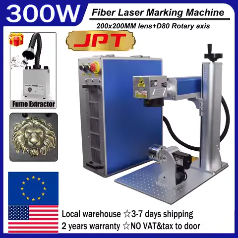 JPT MOPA 300W fiber laser engraving machine Deep cutting marking on metal Gold Silver Jewelry Ring Optical marking