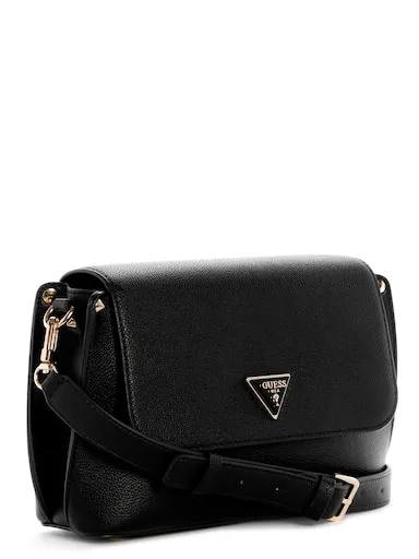 Guess Meridian Flap Crossbody Bag In Black