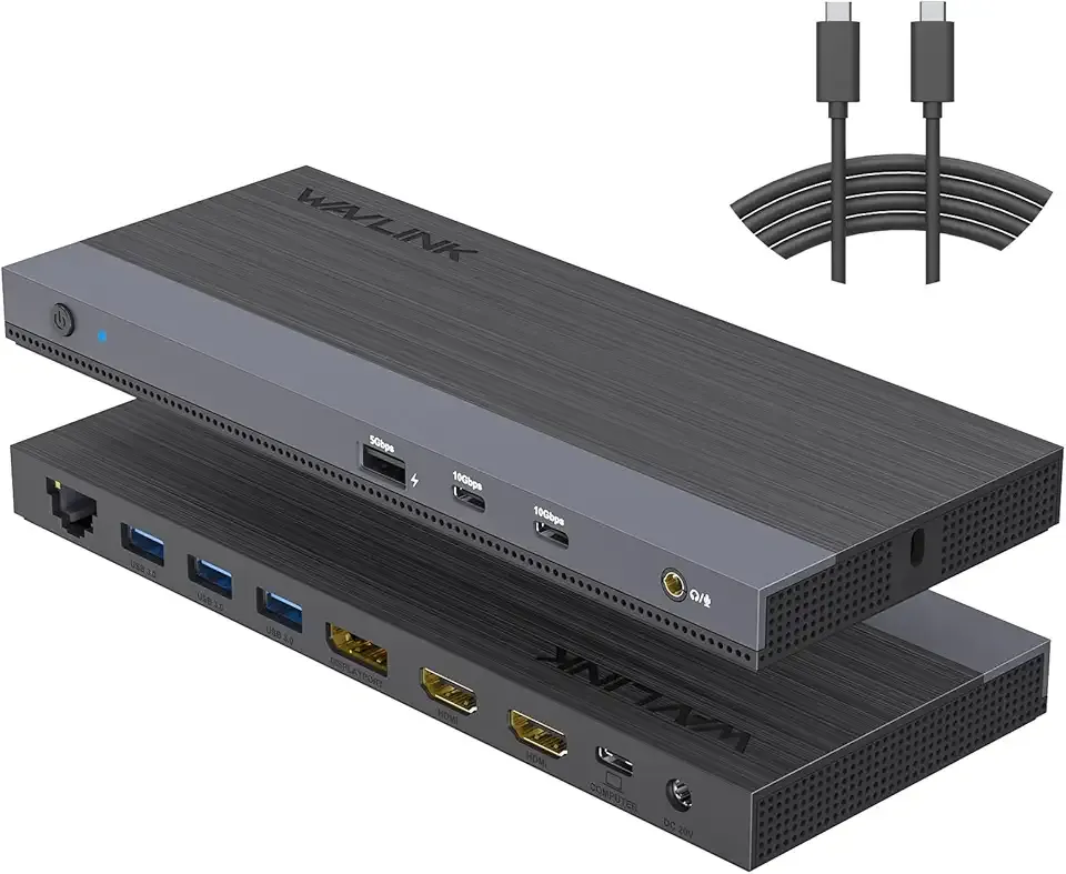 WAVLINK USB C Docking Station Dual Monitor Triple Display USB Type C to Dual HDMI Dock, 2 HDMI, DisplayPort, 100W PD3.0 for Laptop, Ethernet, 4 USB 3.0, 2 USB C, Audio